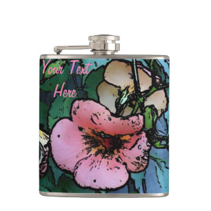 Flasques Image abstraite de jolies fleurs roses et noires