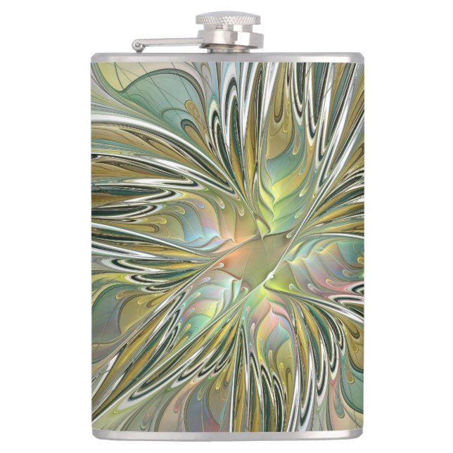 Flasques Imaginaire Floral Fleur Art Fractal Moderne Avec O (Devant)