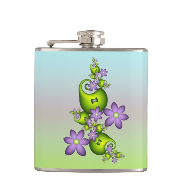 Flasques Imaginaire Floral Fleurs Lilac Formes vertes Fract (Devant)
