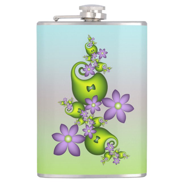 Flasques Imaginaire Floral Fleurs Lilac Formes vertes Fract (Devant)