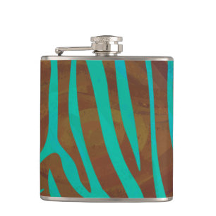 Flasques Impression Brown et Turquoise Zebra