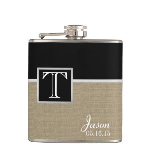 Flasques Impression et monogramme de Burlap