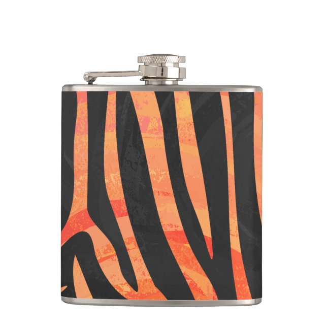 Flasques Impression noire et orange Zebra (Devant)
