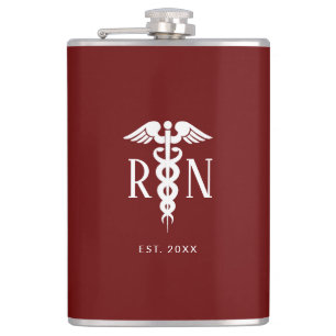 Flasques Infirmière diplômée Homme Caduceus Médicale Bo