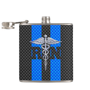 Flasques Infirmière inscrite RN Caduceus Carbon Fiber Strip