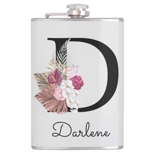 Flasques Initiale D Monogramme Boho Rose Floral (Devant)