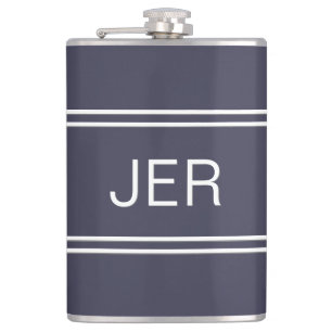 Flasques Initiales Monogrammes Personnalisées Bleu Classiqu