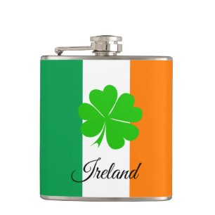 Flasques Irish Flag & Shamrock, voyage Irlande/fans sportif