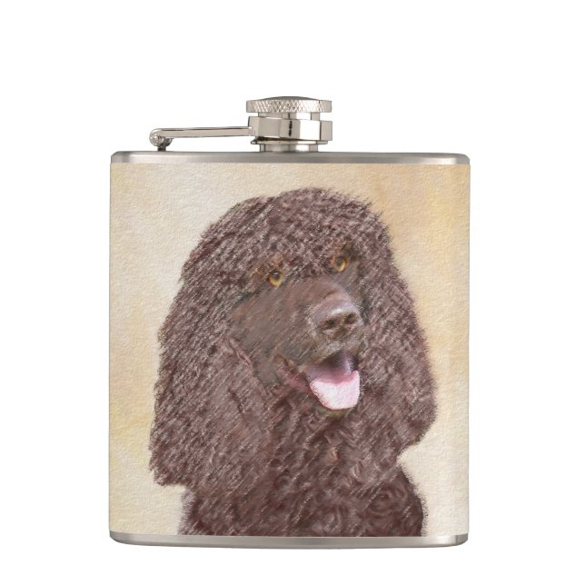 Flasques Irish Water Spaniel Peinture - Original Dog Art (Devant)