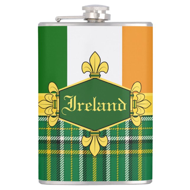 Flasques Irlande National Tartan, drapeau, Personnaliser av (Devant)