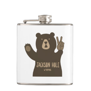 Flasques Jackson Hole Wyoming Peace Bear