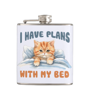Flasques J'ai des plans avec mon lit - Cosy Orange Chat