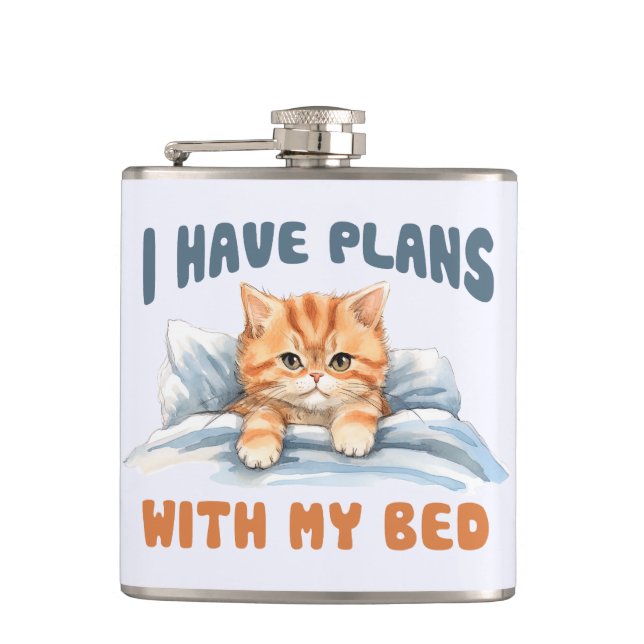 Flasques J'ai des plans avec mon lit - Cosy Orange Chat (Devant)
