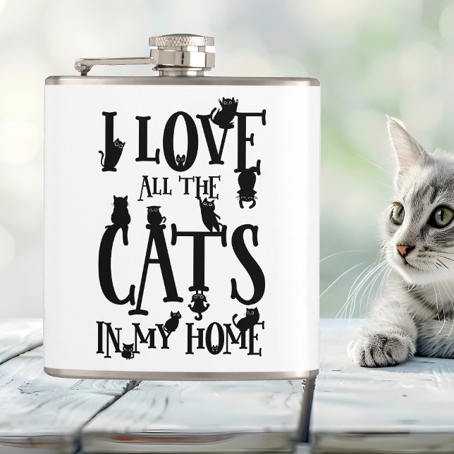 Flasques J'Aime Tous Les Chats De Ma Maison (I Love All The Cats In My Home Flask)