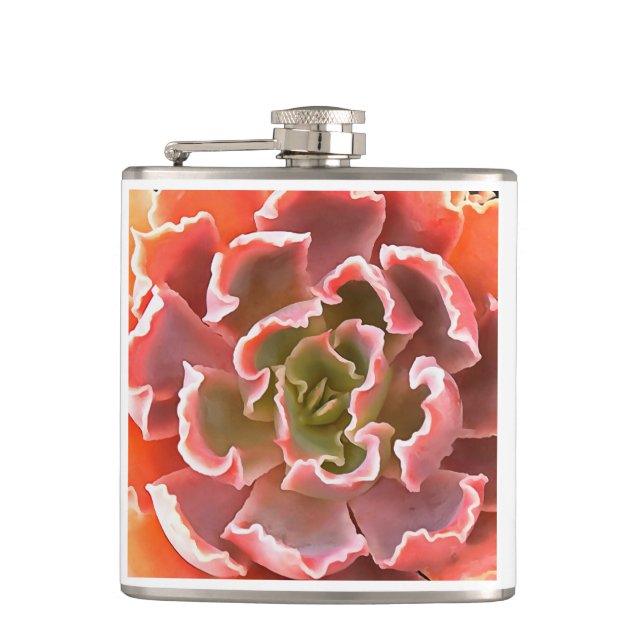 Flasques Jardin superbe Les tons roses Succulents Art réali (Devant)