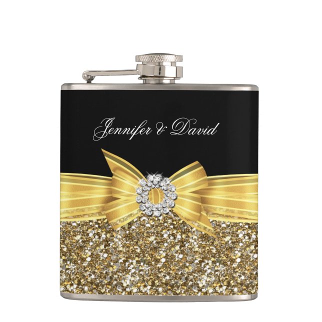 Flasques Jaune Or Diamant Noir Mariage Fiançailles (Devant)