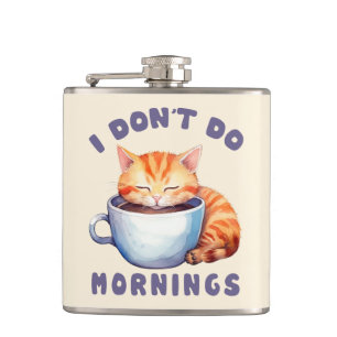 Flasques Je ne fais pas les matins - Chat orange mignon ave