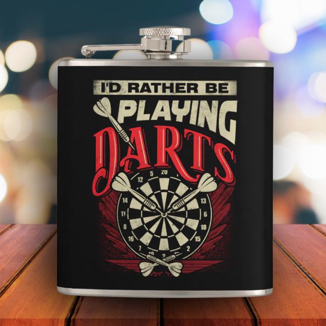 Flasques Je Préférerais Jouer Darts Flask 6 oz. (Créateur téléchargé)