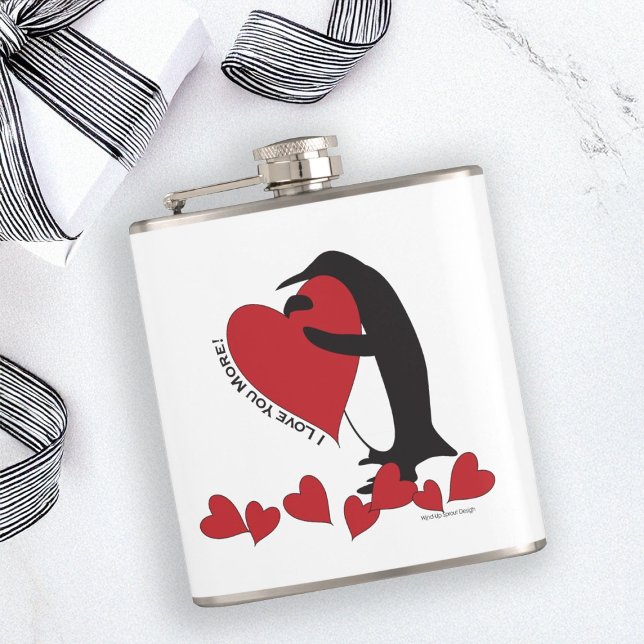 Flasques Je t'aime plus ! Pingouin et Cœur Rouge (Créateur téléchargé)
