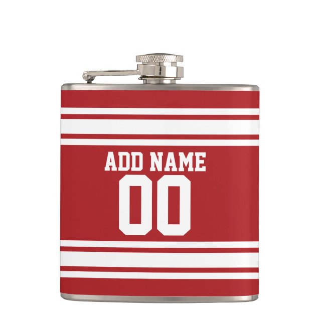 Flasques Jersey Sport Rouge avec votre nom et votre numéro (Devant)