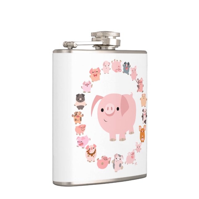 Flasques Joli Cartogramme de porc Mandala Hip Flask (Droite)