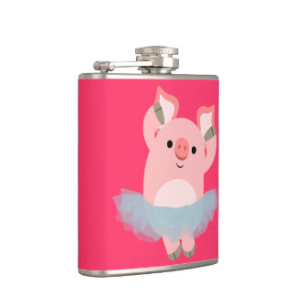 Flasques Joli Cartoon Ballerina Pig Hip Flask