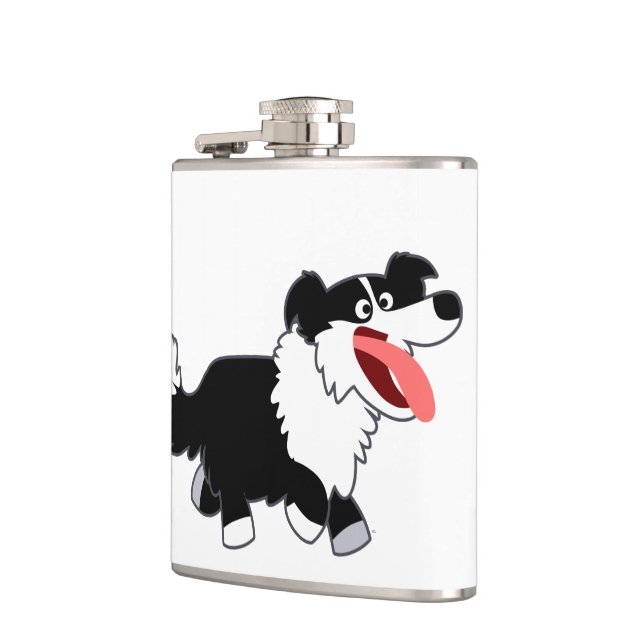 Flasques Joli Cartoon Bordure Collie Hip Flask (Gauche)