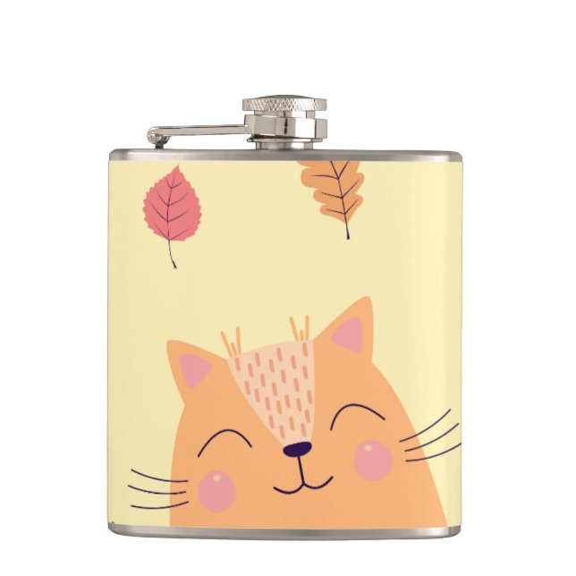 Flasques Joli Chat Orange Gingembre Jouant dans les Feuille (Devant)