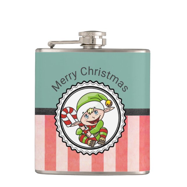 Flasques Joli elfe de vacances avec Sucre de canne Joyeux N (Devant)