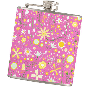 Flasques Joli Fleur sauvage rose Botanique Floral Keepsaké