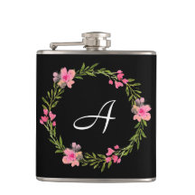 Joli monogramme floral noir et rose