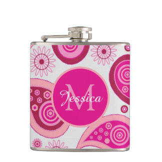 Flasques Joli Paisley Rose Personnalisé