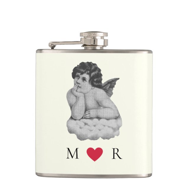 Flasques Joli partenaire Vintage Black White Cherub Angel (Devant)