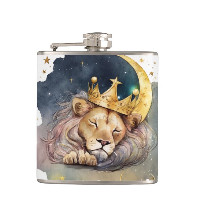 Flasques Joli roi Lion endormi sur la Lune (Devant)