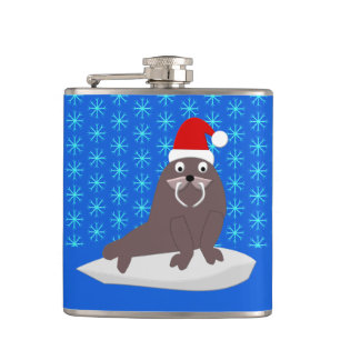 Flasques Joli Walrus de Noël et Snowflakes