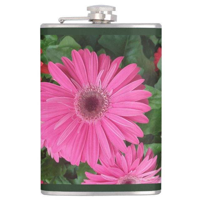 FLASQUES JOLIE ROSE ROUGE GERBERA FLEURS NOM DE L'IMAGE FLO (Devant)