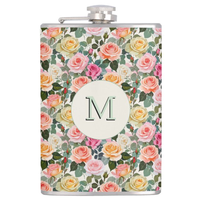 Flasques Jolies Roses Florales Botaniques Monogrammées (Devant)