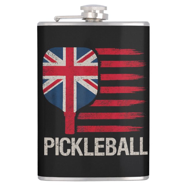 Flasques Joueur de Pickleball Raquette Drapeau Uk  (Devant)