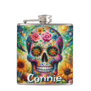 Flasques Jour du crâne de sucre de la florale morte Personn