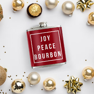 Flasques Joy Peace Bourbon   Red & White Funny Holiday
