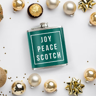 Flasques Joy Peace Scotch   Green & White Funny Holiday