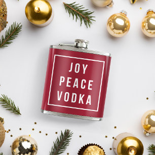Flasques Joy Peace Vodka   Red & White Funny Holiday