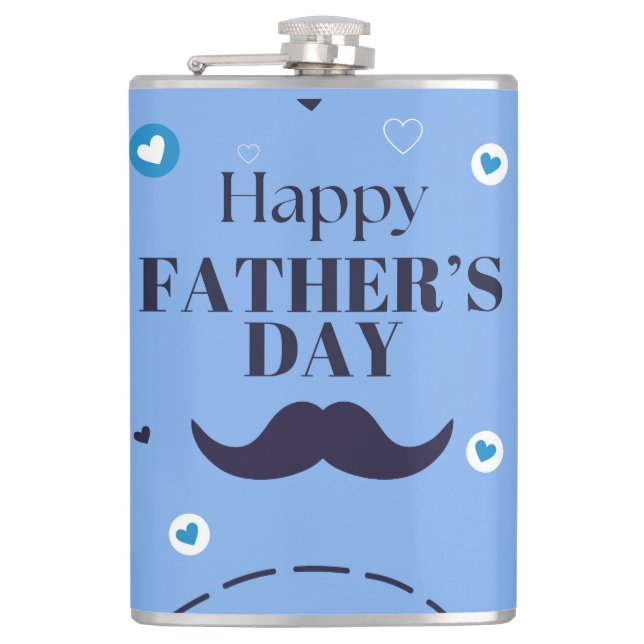 Flasques Joyeuse Fête des Pères – Moustache & Cœur Design (Devant)
