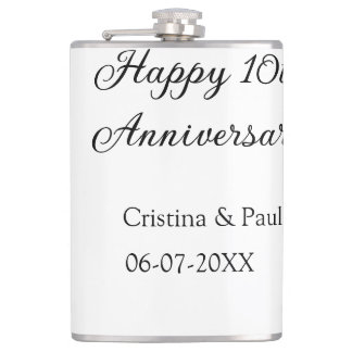 Flasques Joyeux 10e anniversaire simple nom de mariage mini