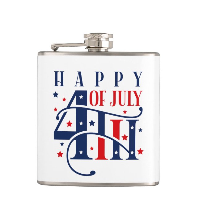 Flasques Joyeux 4 juillet rouge blanc et bleu (Devant)