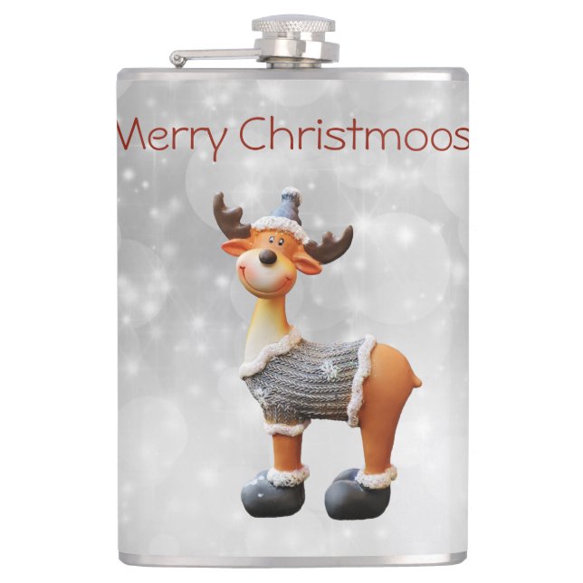 Flasques Joyeux Christmoose portant un chapeau (Devant)
