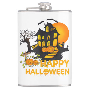 Flasques Joyeux Halloween Citrouille Squelettique Maison Ha