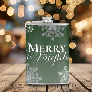Flasques Joyeux vert et flèches de neige brillantes Noël
