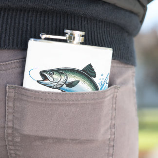 Flasques Jumping Salmon Splash Gift for Fisherman Art