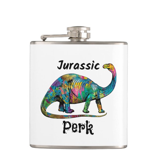 Flasques Jurassic Perk Dinosaure Coloré Blanc (Devant)